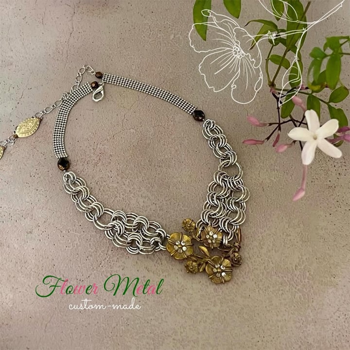 ネックレス｜フラワーモチーフ｜ハンドメイドアクセサリー｜atelierKAZUMI｜アトリエカズミ