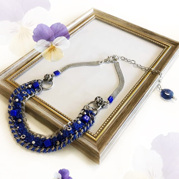 ネックレス｜編み込み｜ロイヤルブルー｜atelier KAZUMI｜アトリエカズミ