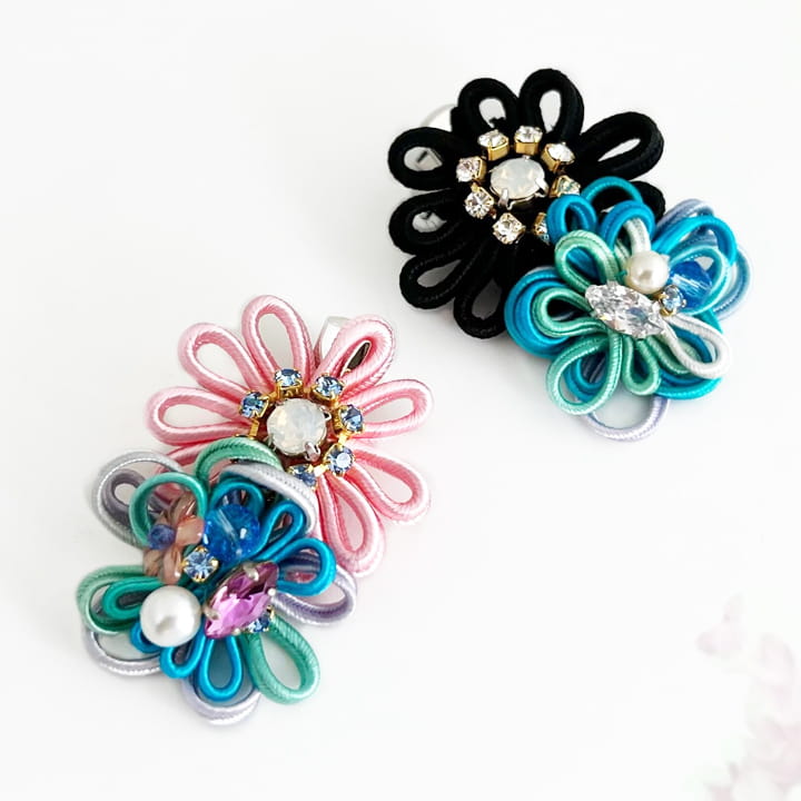 マスククリップ｜フラワーモチーフ｜ピンク｜ブルー｜atelier KAZUMI｜アトリエカズミ