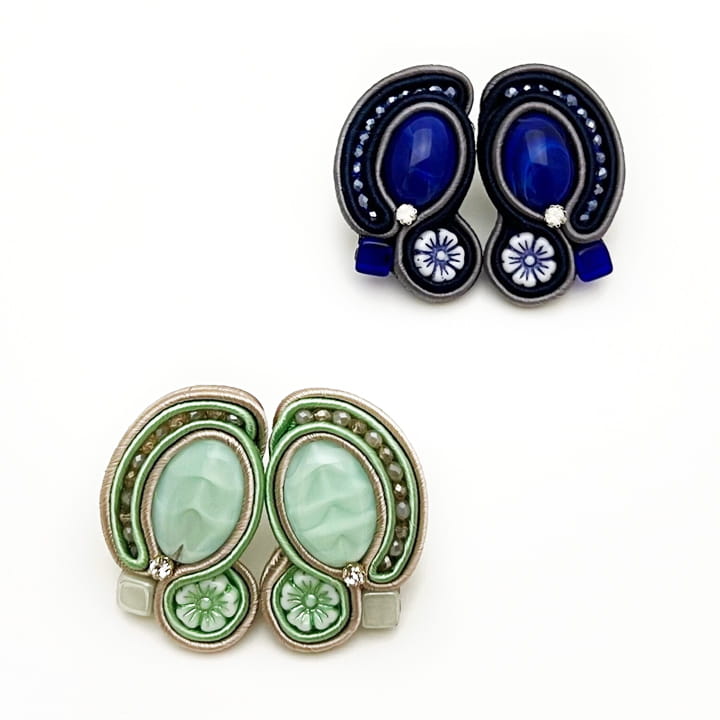 イヤリング｜ソウタシエ｜グレー｜ネイビー｜atelierKAZUMI｜アトリエカズミ