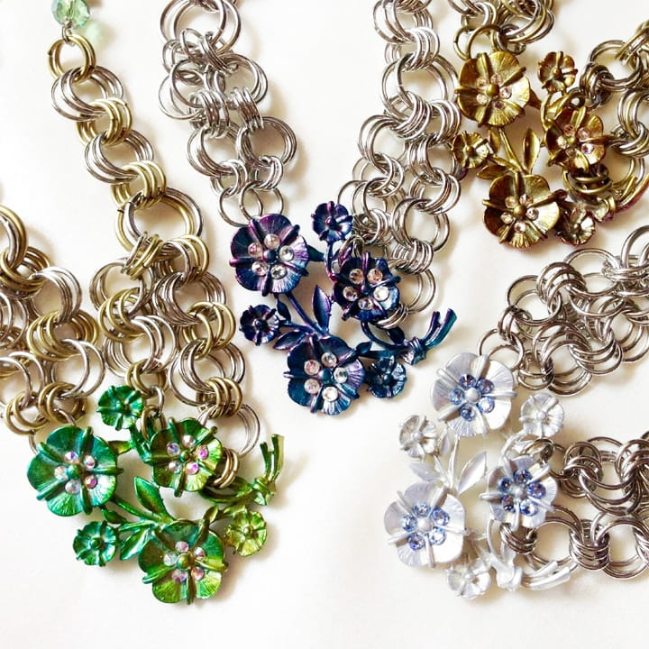 ネックレス｜フラワーモチーフ｜フラワーメタル｜マルカン｜atelierKAZUMI｜アトリエカズミ
