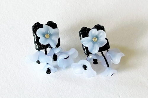 ピアス｜フラワーパーツ｜ブルー｜atelierKAZUMI｜アトリエカズミ